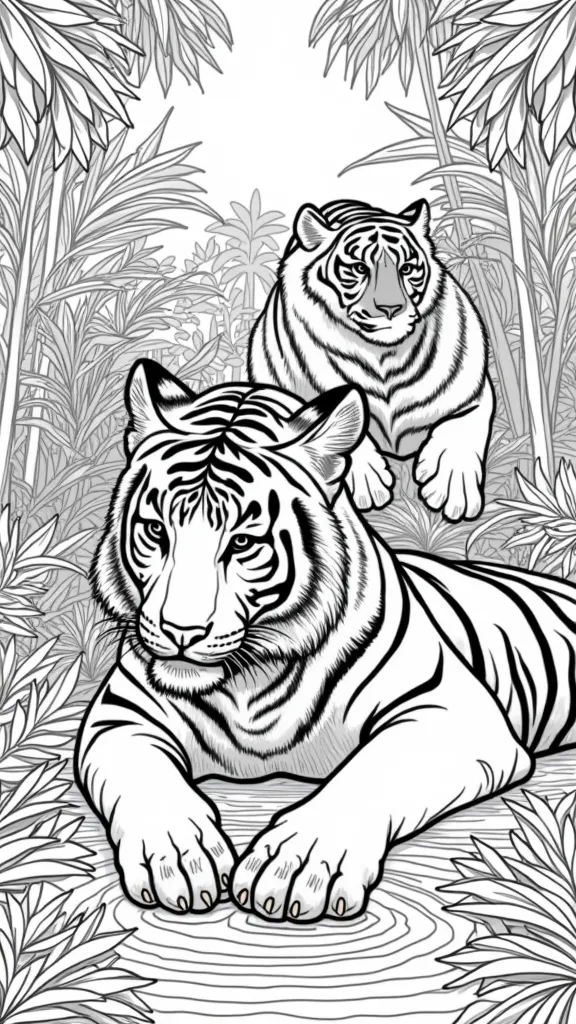 Páginas para colorear de tigre realistas para adultos